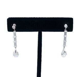 925 Sterling Silver Crystal Drop Earrings | Baguette & Teardrop Wedding